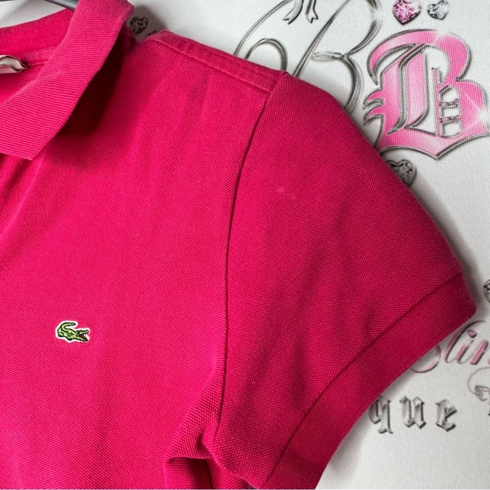 Lacoste Pink Polo Shirt crocodile alligator 🐊 logo button up golf preppy collar - Picture 5 of 9